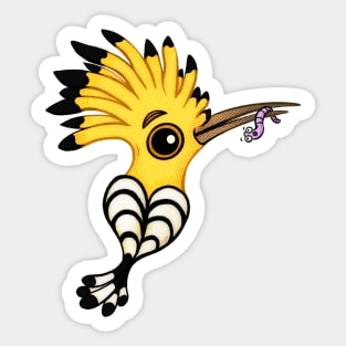 Hoopoe eating a worm Sticker